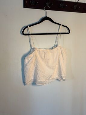 Reformation White Linen-Cotton Spaghetti Strap Cami